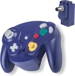 Contrôleur De Gamecube Sans Fil,Techken Manette De Gamecube Bluetooth 2,4g Ngc Gamepad Joystick Gc Controller Game Cube Pad Jeux Avec Adaptateur Récepteur Pour Gamecube(Violet)