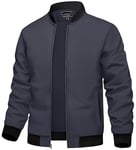 TACVASEN Vestes Homme Veste de Baseball Décontractée Intelligente Vestes Coupe-Vent Légères Veste D'Été D'Extérieur Gris,L