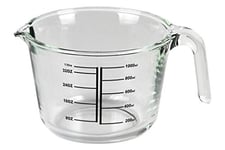 Cofan Borosilicate Measuring Jug | Baritine Model | Capacity 1 L | Microwave, Oven and Freezer Safe