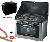 Gas cooker 2 flame camping stove with oven with lid oven gas grill gas stove