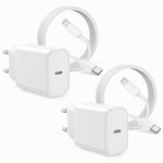 4-Pack Iphone Chargeur Rapide Original Et 2M Câble Usb C To Lightning,[Mfi Certifié] 20W Chargeur Iphone 13 14 Secteur Type C Adaptateur Pour Iphone 14 Plus/13 Pro /12 Mini/11 Pro/Xr/Xs/Se/8[L1508]