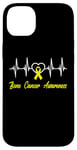 Coque pour iPhone 14 Plus Ruban jaune de sensibilisation au cancer des os HeartBeat In Juillet