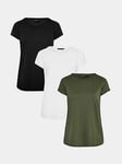 Yours Curve Core Basic 3 Pack T-Shirts - Multi, Black, Size 18, Women