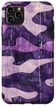 Coque pour iPhone 11 Pro Max Violet moderne rayé peau de grenouille canard bois camouflage vintage