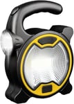 Lampe de camping puissante de 100 lumens (jaune), lampe de travail COB alimentée par batterie, lampe de poche LED portable, lampe de camping à 2 modes, projecteur de camping pour la randonnée, l'urgen