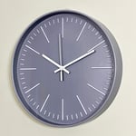 Grey Wall Clock 30cm Modern Retro Plastic Round Kitchen Decor White Mark Battery