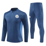 2024 Manchester City Nya Fotbollströja Långärmad Träning Set för Vuxna och Barn Royal blue 10