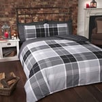 Rapport Finest Homewares Argyle Tartan King Quilt Duvet Cover and 2 Pillowcase, Grey