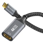 Adaptateur Sonero® 4K USB-C vers HDMI, prise HDMI vers prise USB-C, 4K 60 Hz, 18 Go/s, gaine en coton, gris/noir, 0,10 mètre