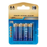 Lot de 4 Piles alcalines LR6 (AA) de 1,5 V, offrant des Performances fiables et durables pour Vos appareils. Idéales pour Les télécommandes, Les Jouets, Les Lampes de Poche et Plus Encore.