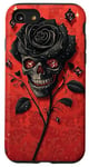 Coque pour iPhone SE (2020) / 7 / 8 Crâne rose noire, toile rouge sur le thème foncé