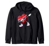 Dabbing Heart Funny present Mens Kids Boys Valentines Day Zip Hoodie