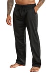 Halfword Pantalons de Sport Homme Jogging Loisirs Pantalon Survêtement Coupe Ample Poches Course à Pied Noir XXL