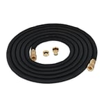 Relaxdays Garden Hose, 1/2" and 3/4" Connections, Water Pipe, 15m Long, Flexible, Stretch, UV-Resistant, Plastic, Black, 2 x 500 x 2 cm