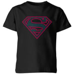 Justice League Superman Retro Grid Logo Kids' T-Shirt - Black - 7-8 Years