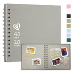 Vienrose 20,5 x 20,5 cm Album Photo Scrapbooking Vide en Papier Kraft à Couverture Rigide, Livre Photo avec 40 Pages pour Mariage, Voyage, Bebe, Gris Clair