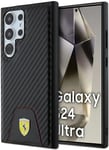 Ferrari Carbon Stitched Bottom Hard Case for Samsung Galaxy S24 Ultra 6.8" Black