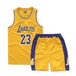 Lakers #23 Lebron James Jersey No.23 Basket Uniform Set Barn Vuxna barn Yellow XL (150-155cm)