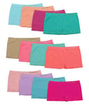 Channo Culottes Style Boxer pour Filles. Nylon sans Coutures. Élastique Doux en Microfibre de Couleurs Joyeuses. Confort Total ! Lot de 12, Multicolore, 12-14 Ans