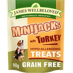 James Wellbeloved Grain Free Turkey Minijacks 90 g, Pack of 10