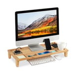 Bamboo PC Monitor Stand, Screen Riser for Computers & Laptops with Storage Space