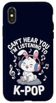 iPhone X/XS Can't Hear You K-Pop Fan Headphones Bunny Rabbit music Fun Case