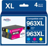 Lot de Cartouches d'encre 963 XL compatibles avec HP 963 963XL Pack de 4 pour HP OfficPro 9010 pour HP OfficPro 9012 9014 9020 9015 9016 9018 9019 9022 (Noir Cyan Magenta Jaune)