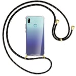 Collier pour Huawei P Smart 2019, Honor 10 Lite noir+or (O) Etui Coque + cordon