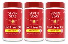 Seven Seas Cod Liver Oil One-A-Day 120 Capsules | Omega-3 | Immune Support X 3