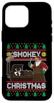 Coque pour iPhone 16 Pro Max Père Noël grillé au barbecue sur Smoker Ugly Smokey Christmas