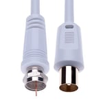 Coaxial Aerial F Connector Male Plug to RF M-Male Cable for Satellite Sat Freesat Sky Virgin BT TV HDTV DVB DVD Radio/Coax Ariel Freeview Lead Television Antenna Cord Broadband – 1 m White