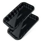 FM Professional 9912550 Lot de 2 petits plats à four, plat à four, plat de cuisson four, plat à barbecue, plat barbecue, accessoire barbecue, plat gril pour fromage, Acier émaillé, 21 x 12 cm