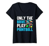 Womens Only the Brave Play Paintball V-Neck T-Shirt