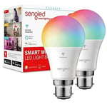 Sengled Smart Bulb B22 Multicolor RGBW, Alexa Light Bulb Bayonet, WiFi Bulb That Works with Alexa Google Home Assistant IFTTT, Dimmable LED Bulb, Remote Control, Smart Light Bulb 7.8W, 806LM, 2 Pack