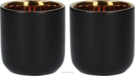 La Cafetière Double Walled Ceramic Espresso Mugs, Set of Two, 70ml, Black,