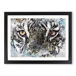 Eye Of The Tiger In Abstract Modern Art Framed Wall Art Print, Ready to Hang Picture for Living Room Bedroom Home Office Décor, Black A4 (34 x 25 cm)