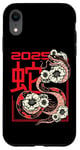 Coque pour iPhone XR 2025 Année du serpent Nouvel an chinois Fleurs du zodiaque