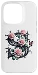 Coque pour iPhone 14 Pro Letter S Initial Floral Monogram Rose Pink Flower Butterfly