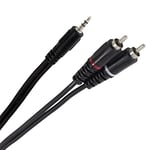 Plugger, câble en Y 2 Cinch RCA mâle vers mini Jack TRS mâle stéréo 3,5mm. Hifi, ampli, récepteur AV, entrée AUX, smartphone, tablette, ordinateur et autres. Longueur 3m. Qualité Professionnelle.