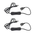 2x 1m USB interrupteur marche/arrêt Câbles, câble USB avec interrupteur, câble extension USB avec interrupteur ON/OFF pour enregistreur conduite, lampe LED, ventilateur USB, bande lumineuse LED