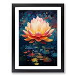 Lotus Flower Constructivism No.2 Framed Wall Art Print, Ready to Hang Picture for Living Room Bedroom Home Office, Black A2 (48 x 66 cm)