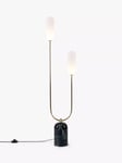 houseof Curve 2 Arm Marble Base Floor Lamp, Green/Gold