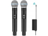 Puluz Microphone 2X Trådlös Studiomikrofon Dynamisk 30 M Uhf + Mottagare För 6,35 Mm Och 3,5 Mm / Pu644b