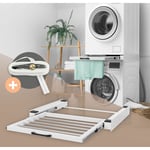 Ml-design - Kit de Superposition Universel avec Séchoir à Linge, en Acier, 60,5x54,5 cm, Blanc, Cadre de Liaison pour Lave-linge/Sèche-linge, Cadre