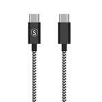 SiGN Skin USB-C till USB-C Kabel 2.1A, 0.25m - Svart/Vit Svart