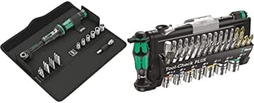 Wera Click-Torque A 6 Set 1 Adjustable Torque Wrench Set, 1/4" Hex Drive, 2.5-25 Nm, 20pc, 05130110001 & Tool-Check Plus Mini Bit Ratchet, Socket, Screwdriver & Bit Set, 39pc, 05056490001