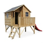 Maisonnette avec toboggan en bois de 3.8m². Orchidée - cabane sur pilotis en pin autoclave - Bois