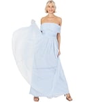 Anaya with Love Womens Ladies Maxi Dress Bardot Off Shoulder with Belt Long Empire Waist for Wedding Guest Prom Evening Gown Bridesmaid Robe, Light Blue, 44 Femme