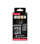 Uni - Chalk Marker PWE-5M, set of 4 markers - gold, silver & 2 x white (401579)