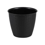 Urban Living SUNNYDAYS Garden & Plastic - Cache Pot Plastique Effet ROTIN DIAM 30CM X H26CM Licorice